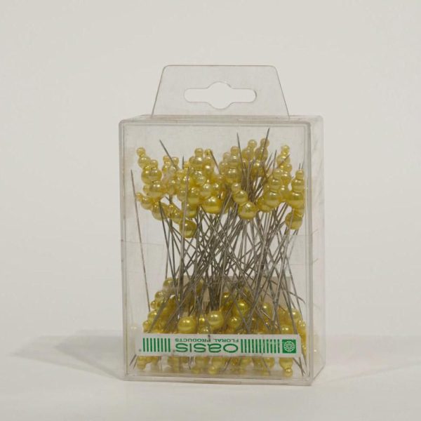 SPILLO 3-PERLINE D.0,8 CM CONF.PZ.72 GIALLO