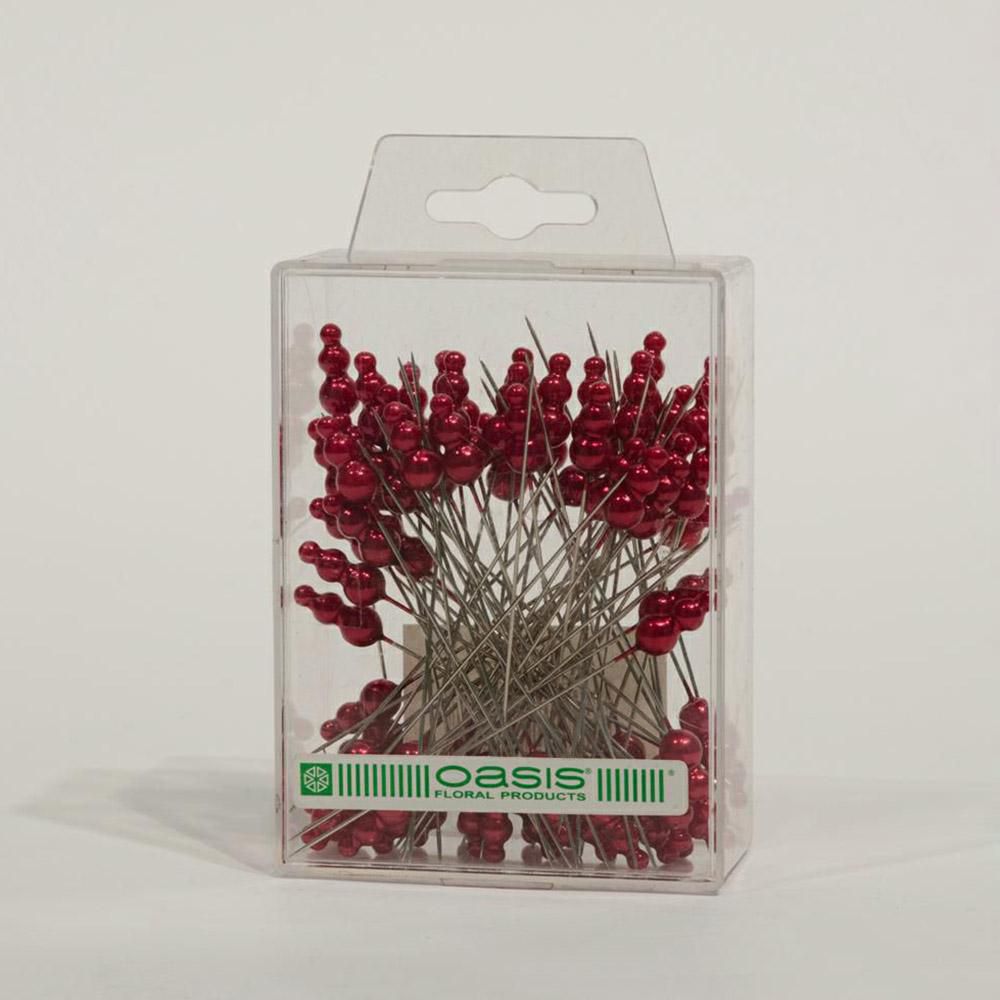 SPILLO 3-PERLINE D.0,8 CM CONF.PZ.72 ROSSO