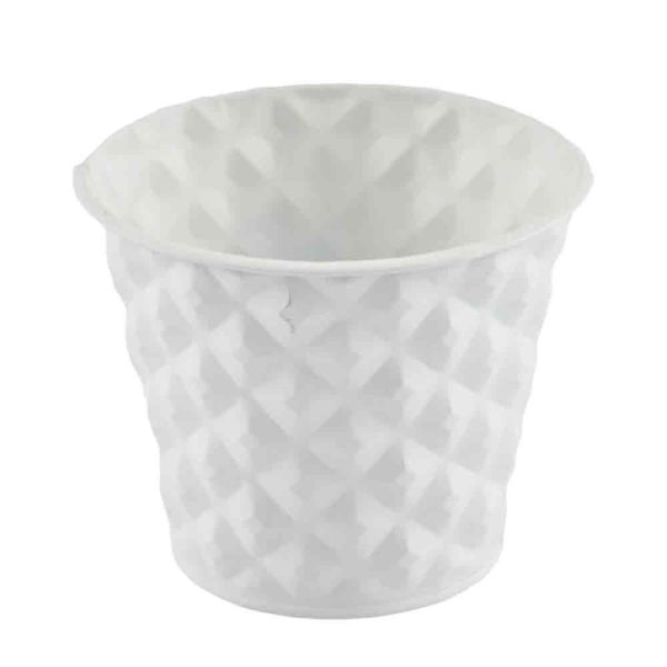 VASO METALLO TONDO D.16 CM H.14,5 CM -LOSANGA- BIANCO VASO METALLO TONDO D.16 CM H.14,5 CM -LOSANGA- BIANCO