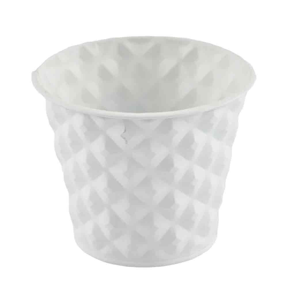 VASO METALLO TONDO D.16 CM H.14,5 CM -LOSANGA- BIANCO