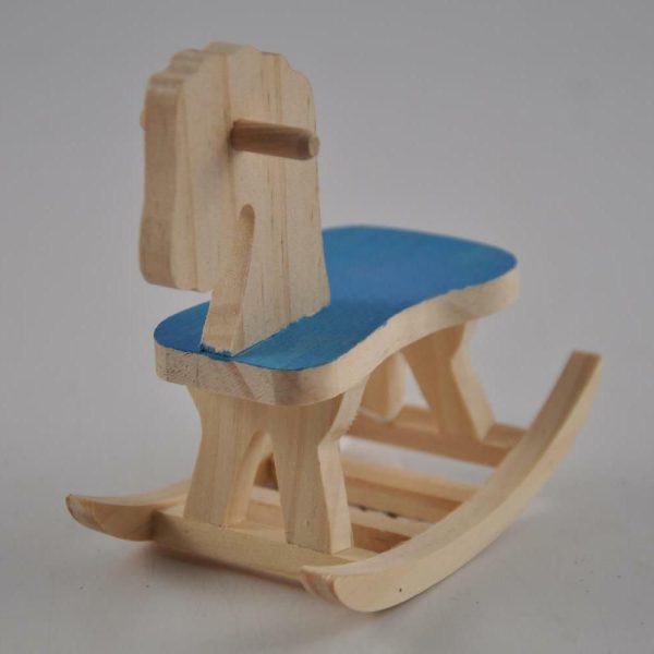 CAVALLO A DONDOLO LEGNO7X11 CM H.12 NAT./AZZURRO