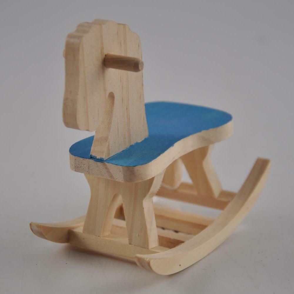 CAVALLO A DONDOLO LEGNO7X11 CM H.12 NAT./AZZURRO