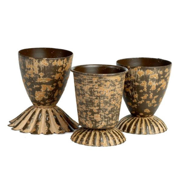 SET 3 PORTABULBO METALLO D.6 CM H.8 CM VINTAGE BASE ONDE RUGGINE SET 3 PORTABULBO METALLO D.6 CM H.8 CM VINTAGE BASE ONDE RUGGINE