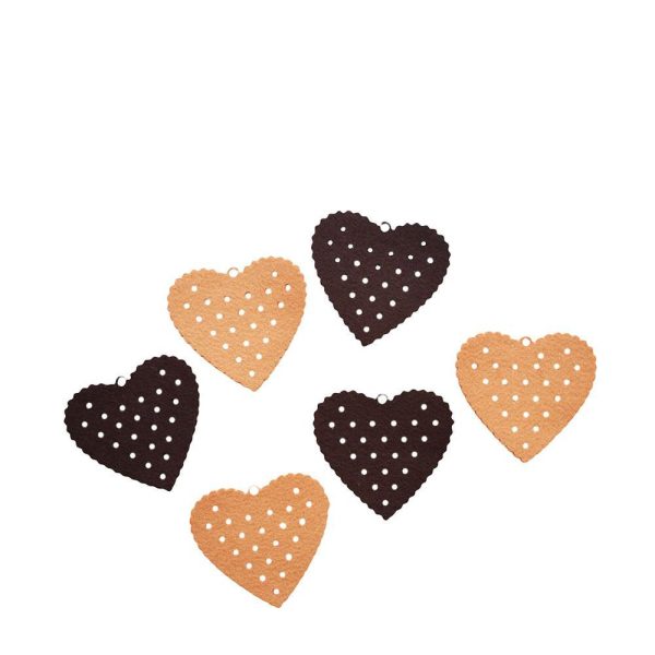 SET 6 BISCOTTI PANNO -CUORE- CM.6 BEIGE/MARRONE