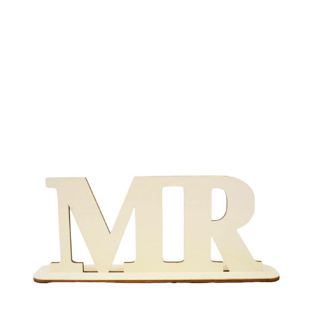 SCRITTA LEGNO -MR- H20 CM C/BASE NATURALE