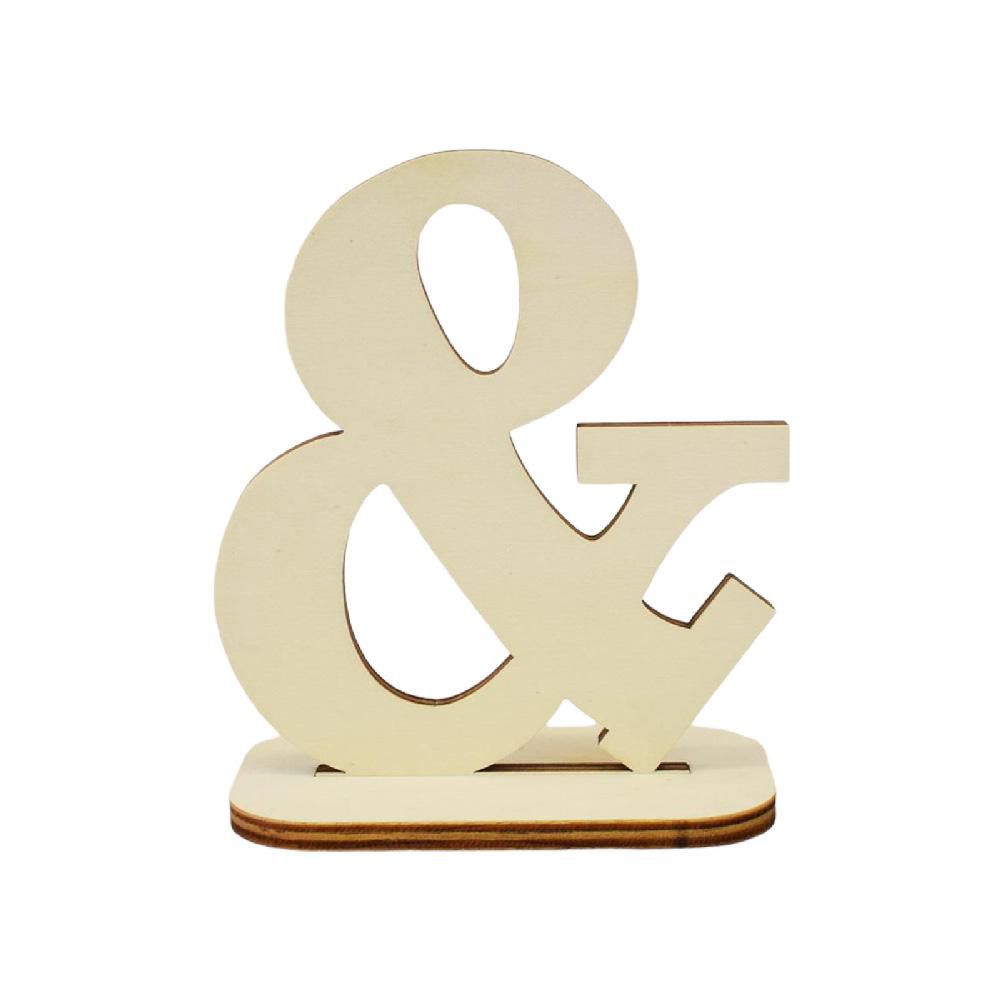 SCRITTA LEGNO -&- H20 CM C/BASE NATURALE