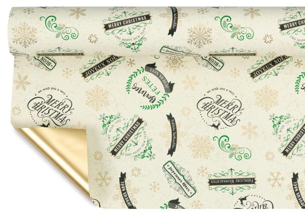 BOBINA PPL -CHRISTMAS COUNTRY- CM 100X25 MT 40MY ORO/VERDE/NERO BOBINA PPL -CHRISTMAS COUNTRY- CM 100X25 MT 40MY ORO/VERDE/NERO