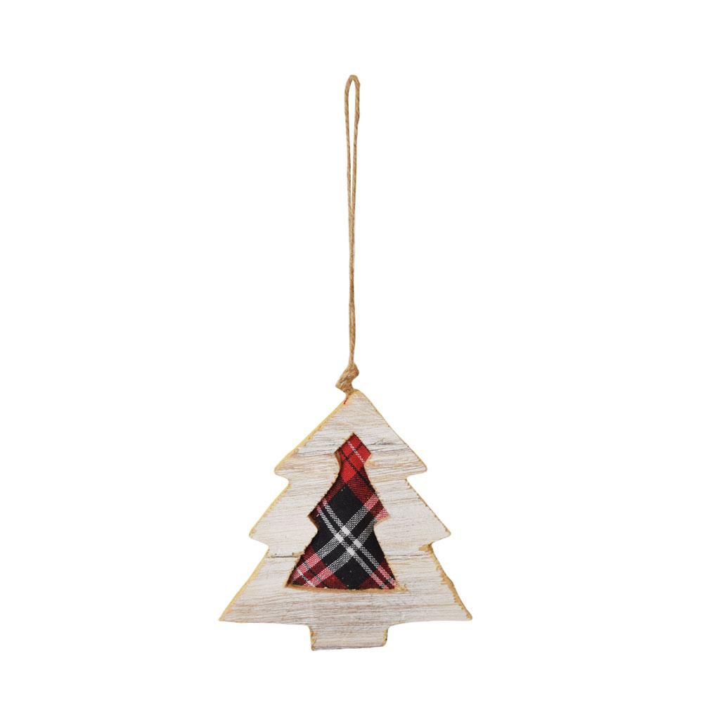 ALBERO LEGNO/TESSUTO TARTAN 12,5 CM D/APP ROSSO