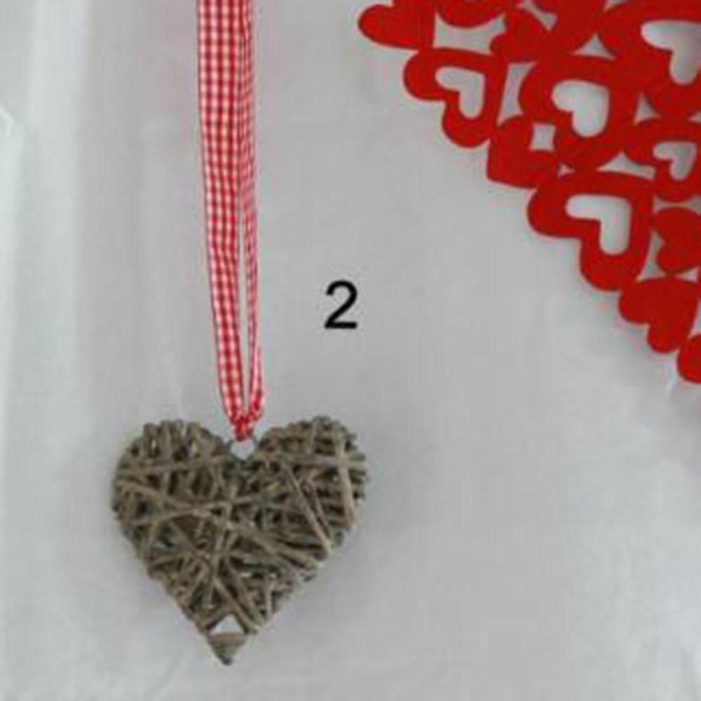 CUORE VIMINI D.20 CM D/APPENDERE GRIGIO C/NASTRO ROSSO