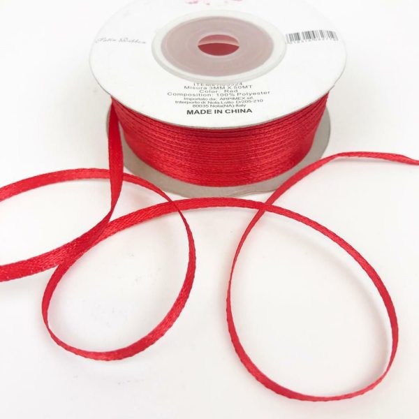 NASTRO DOPPIO RASO 3MM 50MT ROSSO NASTRO DOPPIO RASO 3MM 50MT ROSSO