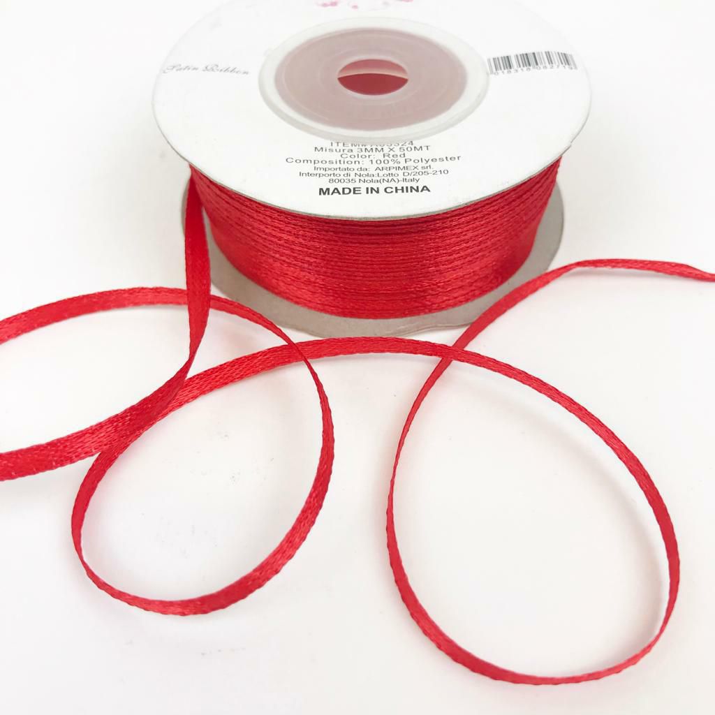 NASTRO DOPPIO RASO 3MM 50MT ROSSO NASTRO DOPPIO RASO 3MM 50MT ROSSO