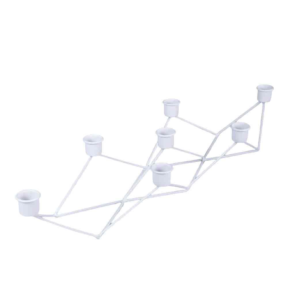 CANDELABRO METALLO 7 FUOCHI 52X17X8,5 CM BIANCO