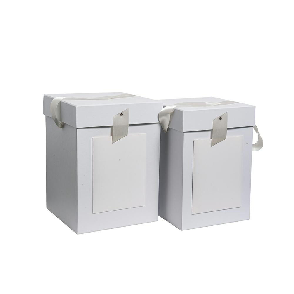 SET 2 SCATOLE RETTANGOLARI C/COPERCHIO 22X22 CM H.30 BIANCO SET 2 SCATOLE RETTANGOLARI C/COPERCHIO 22X22 CM H.30 BIANCO