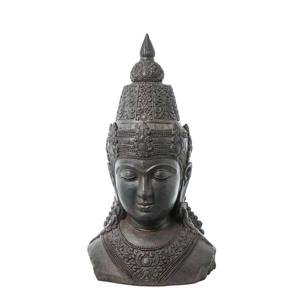 BUDDHA TESTA 59X41 CM H.107 CM GRIGIO