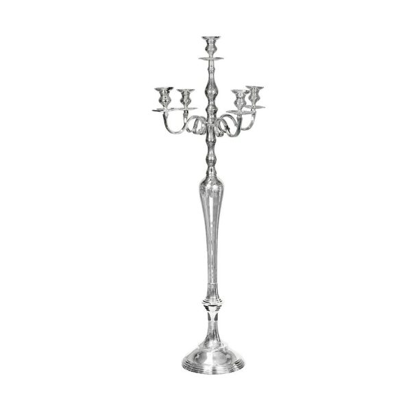 CANDELABRO METALLO 5 FUOCHI H.155 CM ARGENTO CANDELABRO METALLO 5 FUOCHI H.155 CM ARGENTO