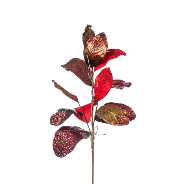 FOGLIE MAGNOLIA RAMO CM.91 ROSSO/GLITTER FOGLIE MAGNOLIA RAMO CM.91 ROSSO/GLITTER