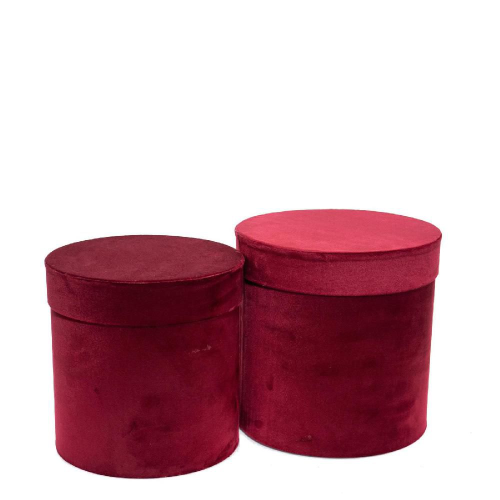 SET 2 SCATOLE VELLUTO D.26 CM H.26 CM BURGUNDY SET 2 SCATOLE VELLUTO D.26 CM H.26 CM BURGUNDY