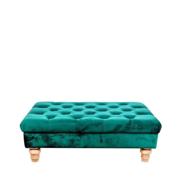 POUF VELLUTO/LEGNO 90X60X30 CM VERDE POUF VELLUTO/LEGNO 90X60X30 CM VERDE