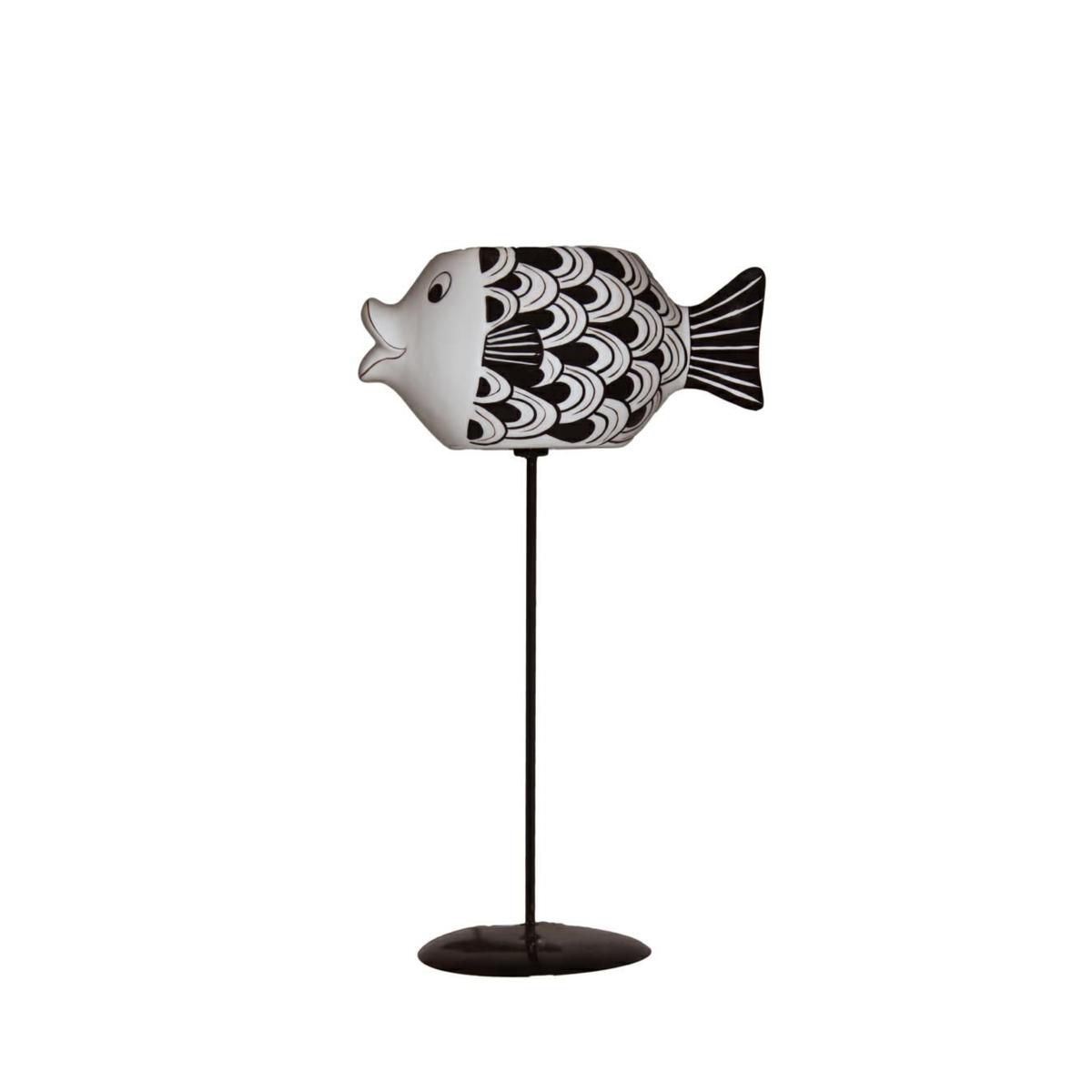 PESCE VASO CERAMICA C/BASE 19,5X12,5 CM H.34 CM NERO/BIANCO PESCE VASO CERAMICA C/BASE 19,5X12,5 CM H.34 CM NERO/BIANCO