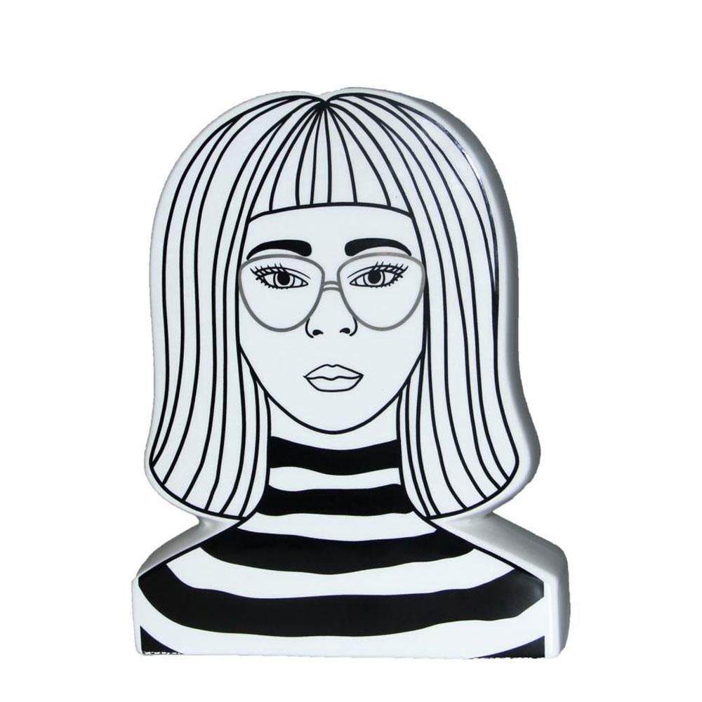 DONNA VASO CERAMICA 17X5,5 CM H.22 CM BIANCO/NERO