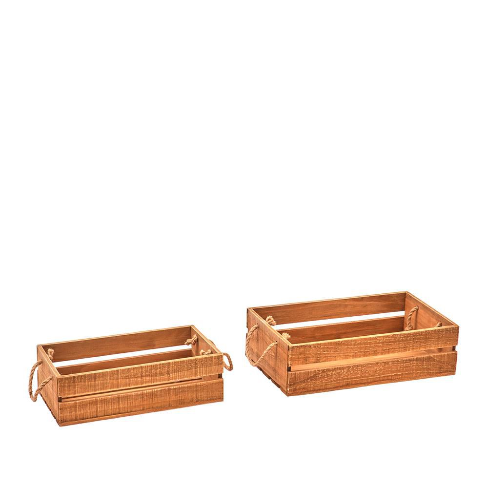 SET 2 CASSETTE LEGNO 45X27 CM H.13 CM NATURALE SET 2 CASSETTE LEGNO 45X27 CM H.13 CM NATURALE
