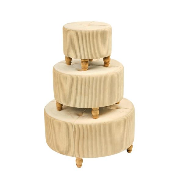 SET 3 POUF TESSUTO C/ZAMPE D.80 CM H.42 CM BEIGE SET 3 POUF TESSUTO C/ZAMPE D.80 CM H.42 CM BEIGE