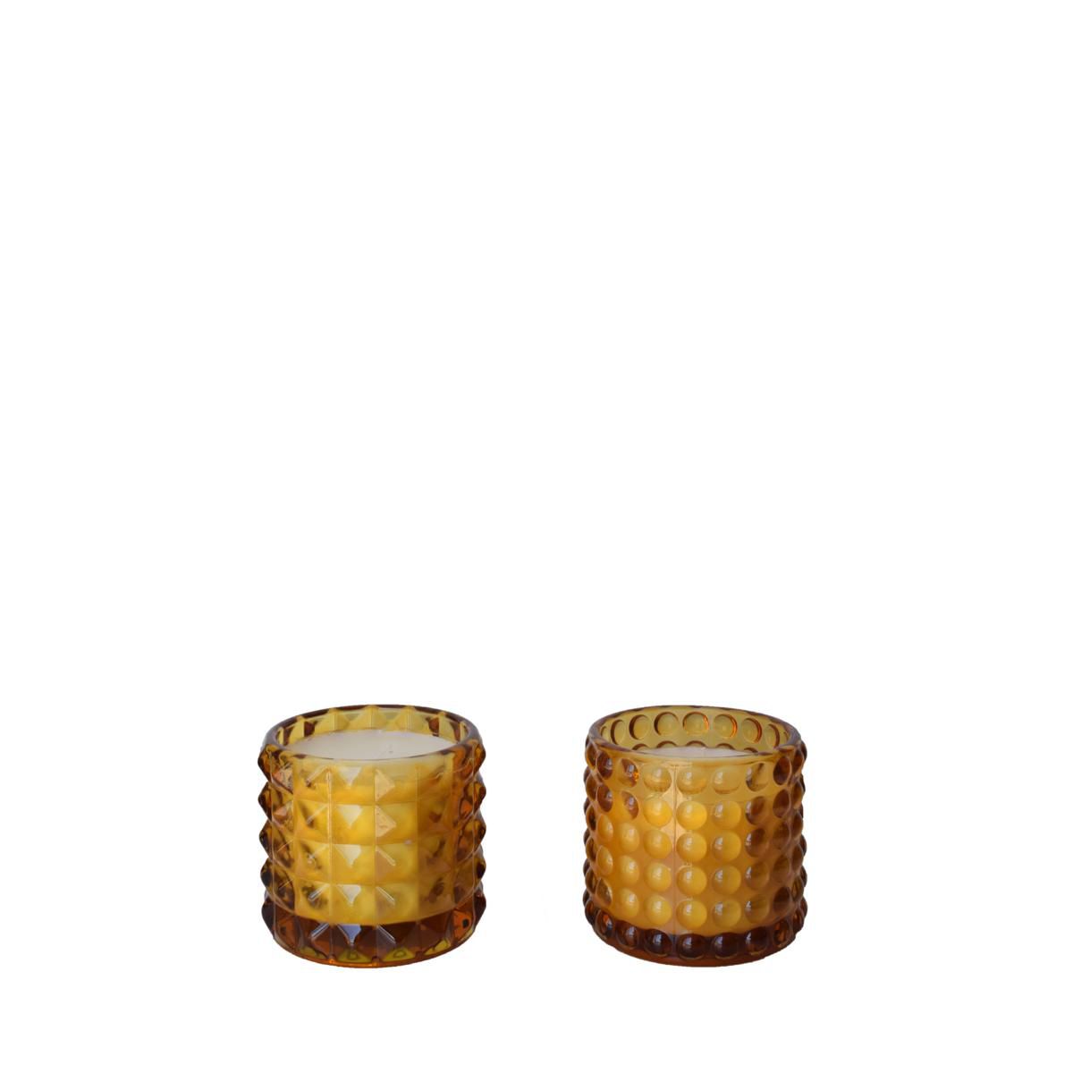 SET 2 CANDELE PROFUMATED.9,5 CM H.8,5 CM AMBRA
