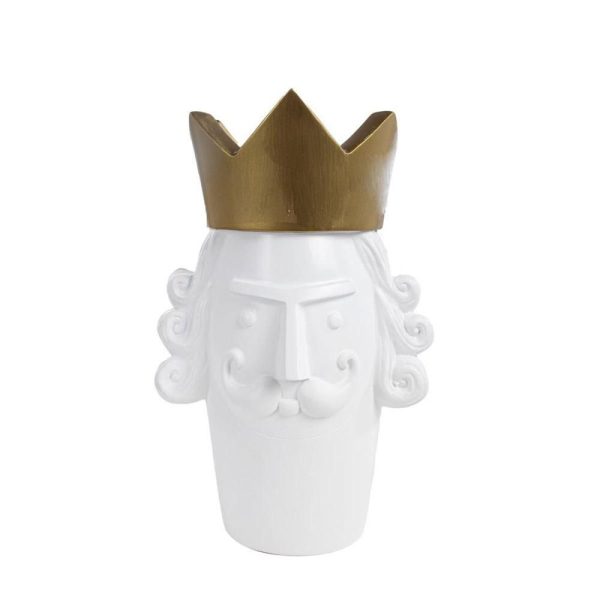 TESTA RE VASO POLIRESINA 14X13 CM H.23 CM BIANCO/ORO TESTA RE VASO POLIRESINA 14X13 CM H.23 CM BIANCO/ORO