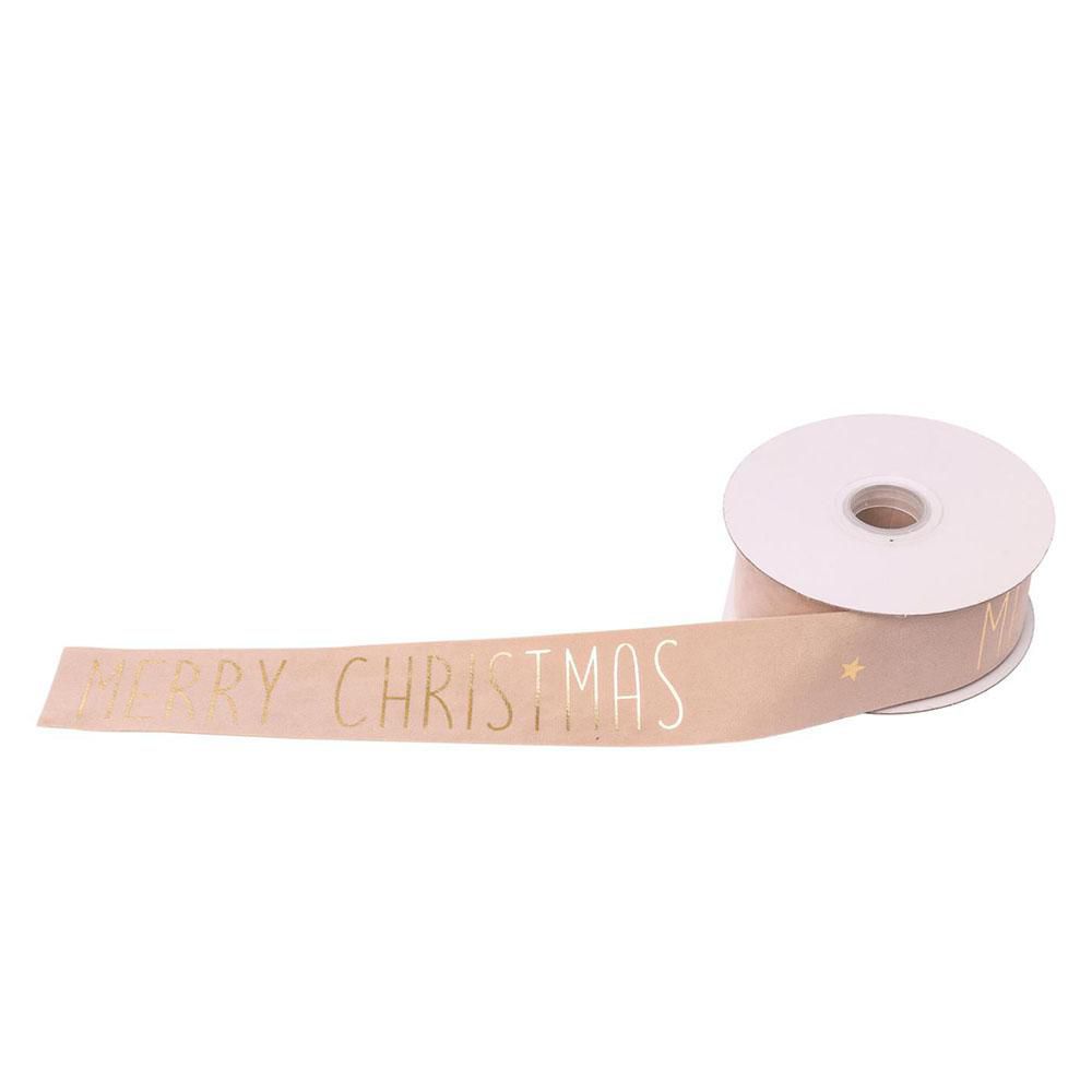 NASTRO 15MM 10MT MERRY CHRISTMAS BEIGE/ORO