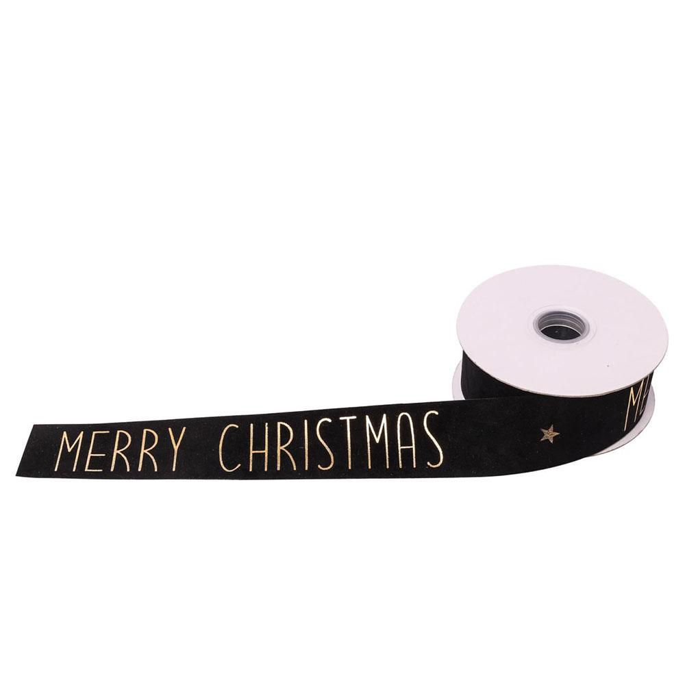 NASTRO 15MM 10MT MERRY CHRISTMAS NERO/ORO