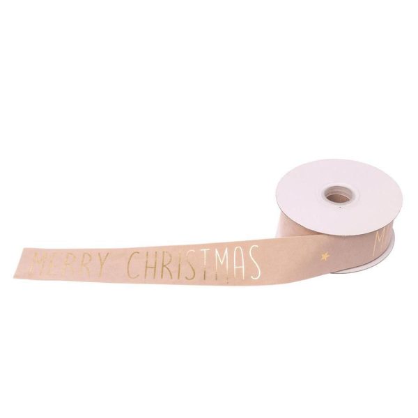 NASTRO 38MM 10MT MERRY CHRISTMAS BEIGE/ORO