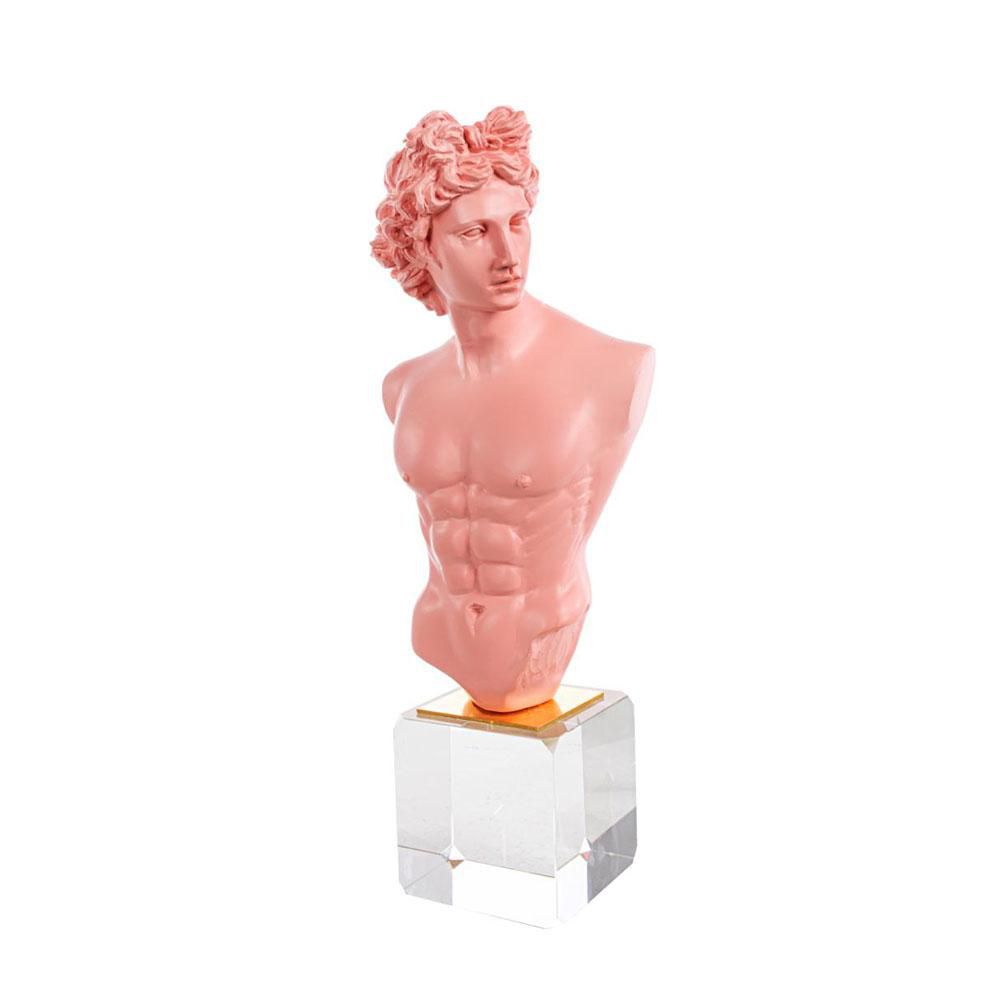 BUSTO DAVID POLIRESINA 13X11 CM H.33 CM ROSA