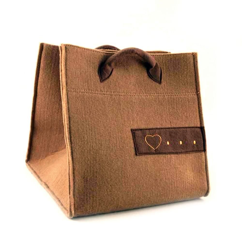 BORSA FELTRO DEC.CUORE 33X33X33 MARRONE RT