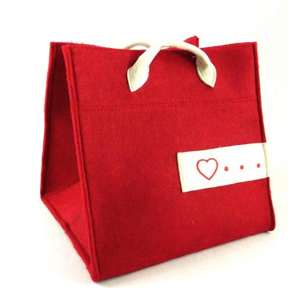 BORSA FELTRO DEC.CUORE 33X33X33 ROSSO