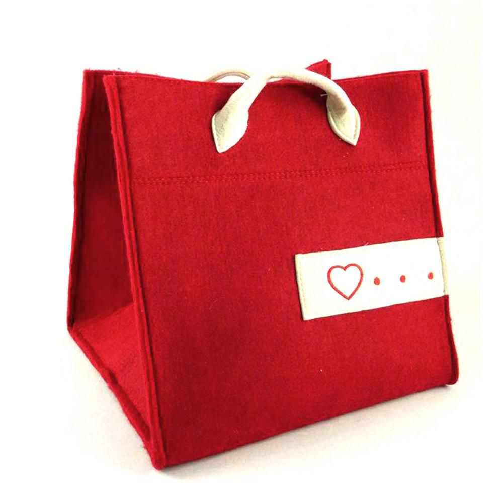 BORSA FELTRO DEC.CUORE 33X33X33 ROSSO