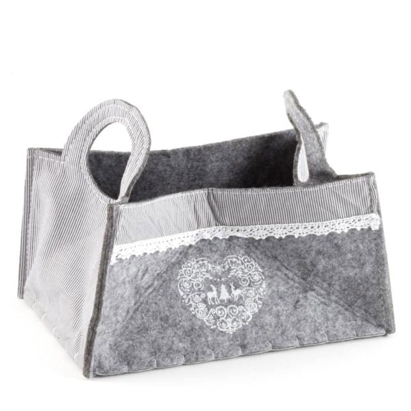 BORSA FELTRO DEC.CUORE 24X16X13 GRIGIO