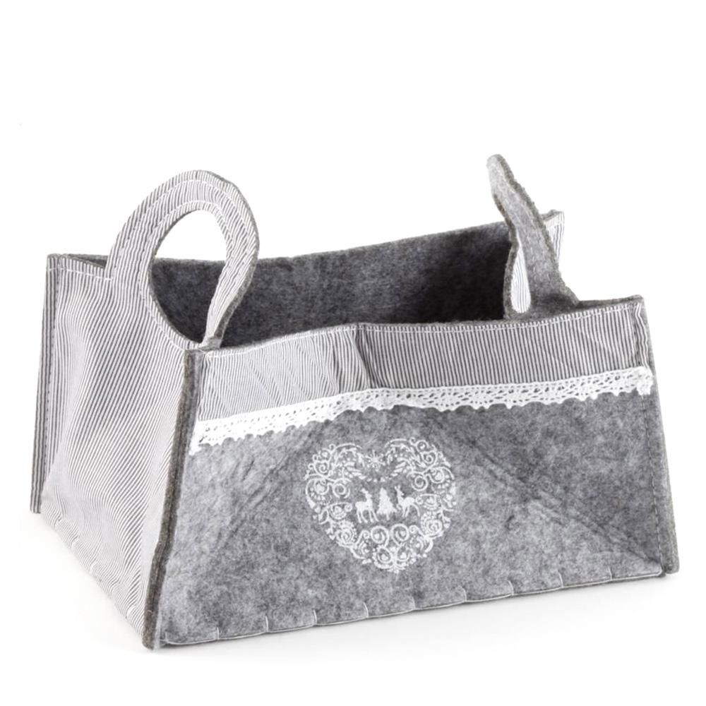 BORSA FELTRO DEC.CUORE 24X16X13 GRIGIO