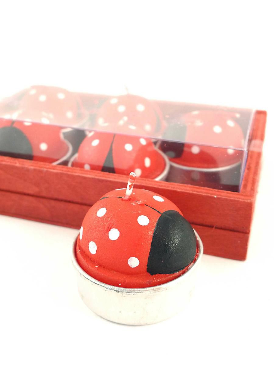 TEALIGHT H.6 CM CONF.PZ.6 COCCINELLA ROSSO/BIANCO