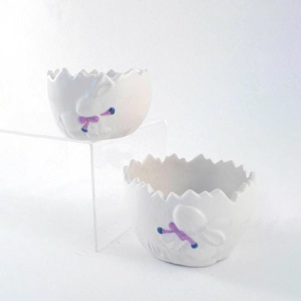 SET 2 VASI PORCELLANAD.11/8 CM H.7,5/6 CM -UOVO- BIANCO