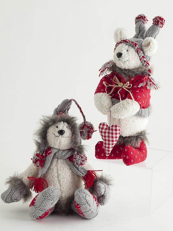 SET 2 ORSETTI LANA/POLYH.27,5 CM ASS.ROSSO RT