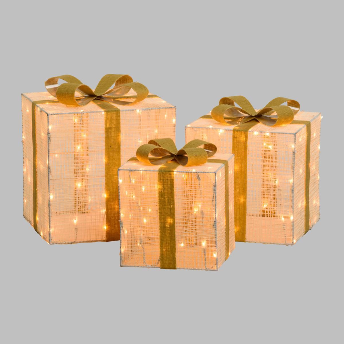 SET 3 PACCHI LUMINOSI 3D LED H.40 35X30 LUCE FISSA ESTERNO