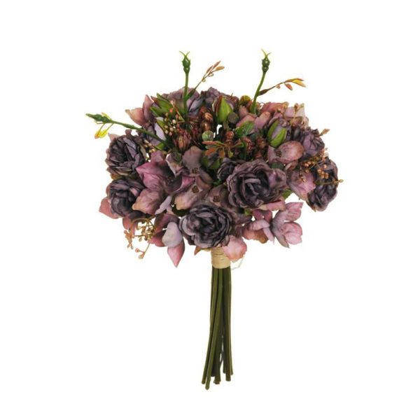 HYDRAGEA/MINI ROSE/EUCALYPTO BOUQUET 12X CM.28 VIOLA HYDRAGEA/MINI ROSE/EUCALYPTO BOUQUET 12X CM.28 VIOLA