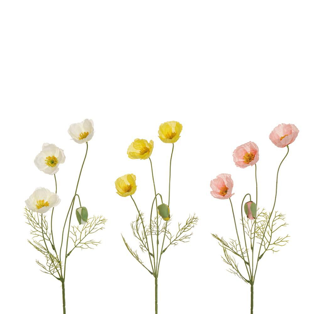 SET 3 MINI PAPAVERO SPRAY 4X CM.60 CREMA/GIALLO/ROSA