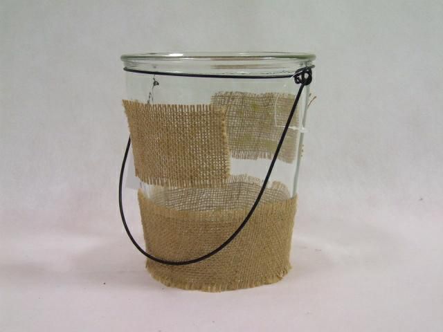 VASETTO VETRO C/MANICO DEC.JUTA H16,5 D10,5/14 TRASPARENTE