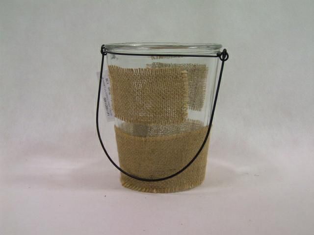 VASETTO VETRO C/MANICO DEC.JUTA H15,5 D9/12,5 TRASPARENTE