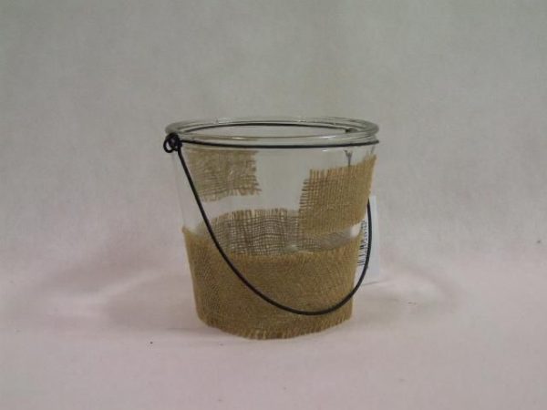 VASETTO VETRO C/MANICO DEC.JUTA H12,5 D9,5/13,5 TRASPARENTE