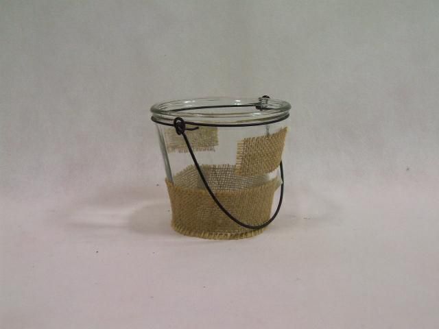 VASETTO VETRO C/MANICO DEC.JUTA H12,5 D9,5/13,5 TRASPARENTE