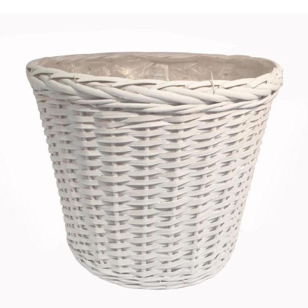 CESTO VIMINI BORDATO TRECCIA D.22 H.18 CM BIANCO CESTO VIMINI BORDATO TRECCIA D.22 H.18 CM BIANCO