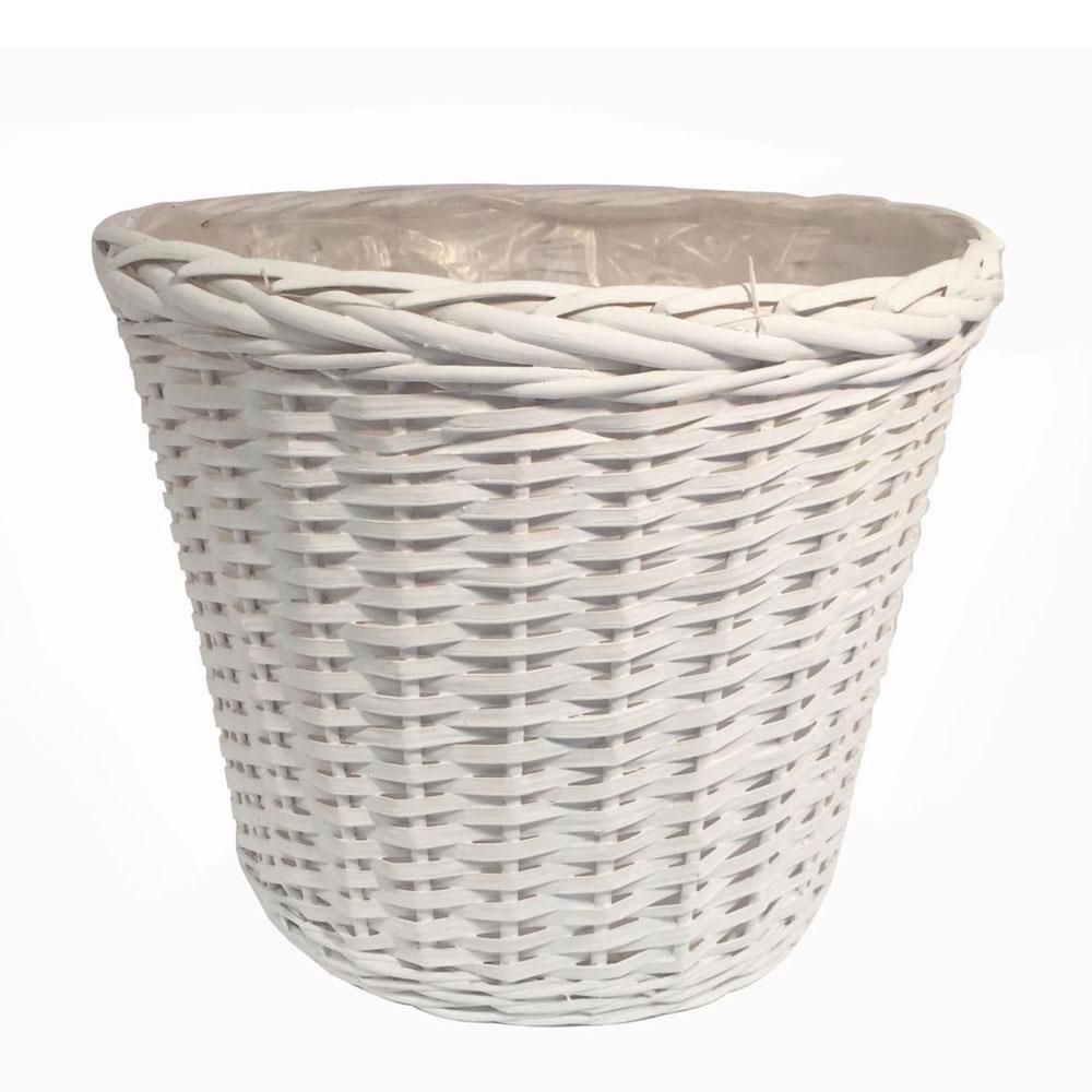 CESTO VIMINI BORDATO TRECCIA D.22 H.18 CM BIANCO CESTO VIMINI BORDATO TRECCIA D.22 H.18 CM BIANCO