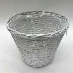 CESTO VIMINI BORDATO TRECCIA D.27 H.24 CM BIANCO